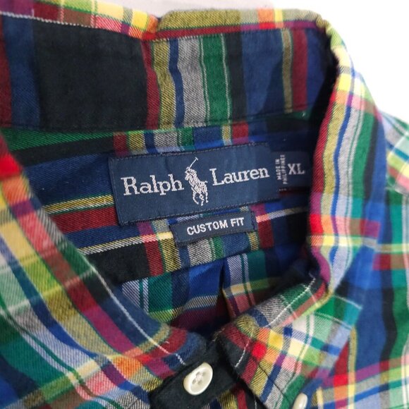 Ralph Lauren Mens Custom Fit Plaid Shirt XL Multicolor 100% Cotton ButtonDown LS - Picture 3 of 5